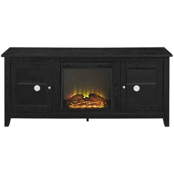Walker Edison Furniture 58 In. Wood Fireplace Media Tv Stand Console - Black W58FP4DWBL